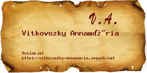Vitkovszky Annamária névjegykártya